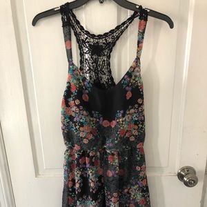 Floral high low dress with crochet back
